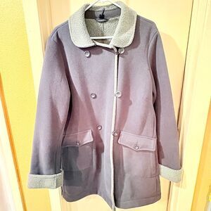 Lands' End Women's Double Breasted Pea Coat with Fleece Lining size XL